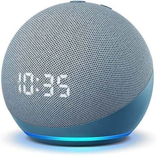Bocina Inteligente Echo Dot Con Reloj Alexa 4ta Gen Azul