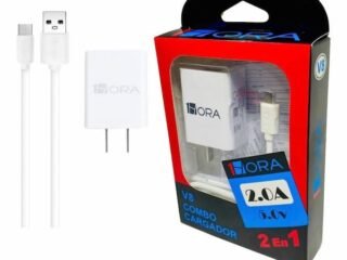 Combo Cargador V8 Tipo Micro USB Blanco 2.0A